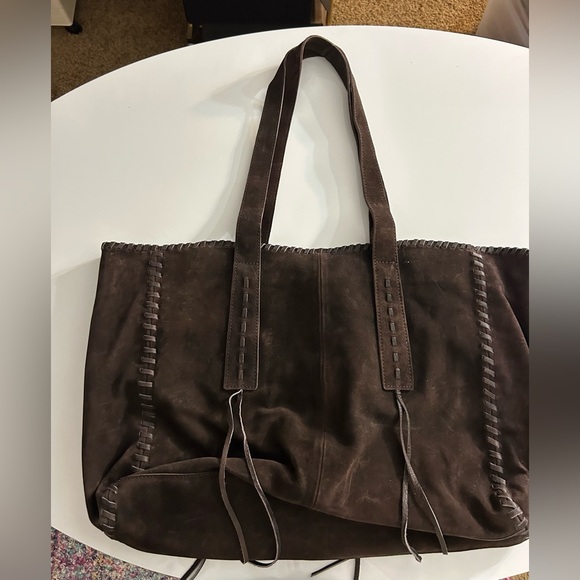 Free People Handbags - Free People Chocolate Brown Suede Wren Whipstitch Tote NWT SOLD OUT